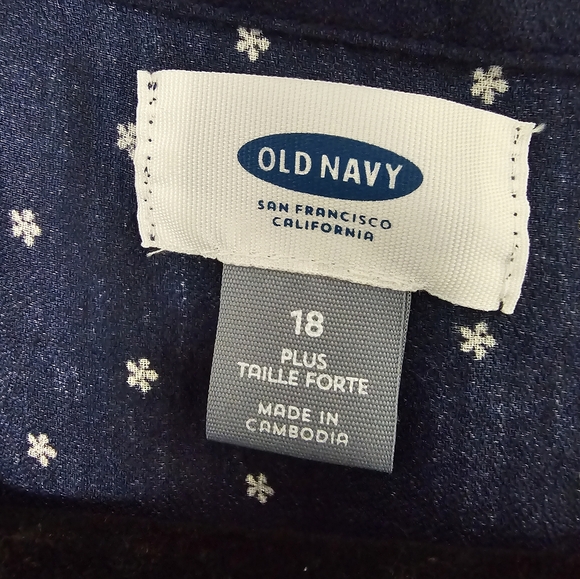 Old Navy Bandana Print Dress Womens Sz 18 Plus Boho Blue Button Up Preppy - Picture 9 of 11